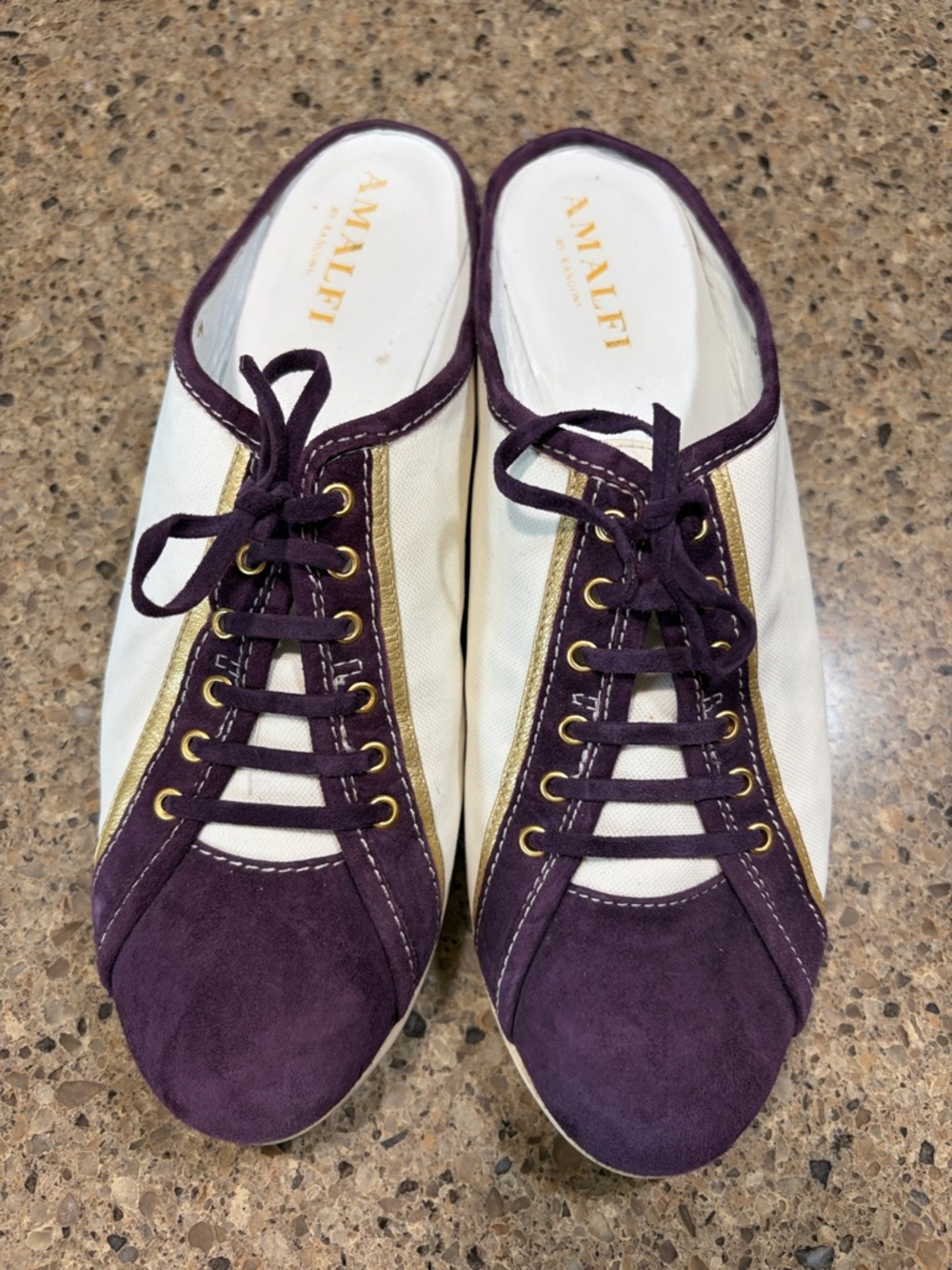 Amalfi Purple and Cream Lace-Up Mule Sneakers